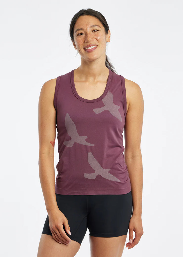 Women's Oiselle Altitude Tank. Dark Red. Front view.