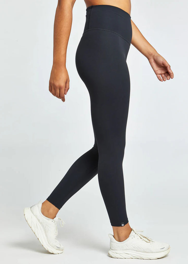 Women's Oiselle Essential Bird 7/8 Tights. Black. Lateral view.