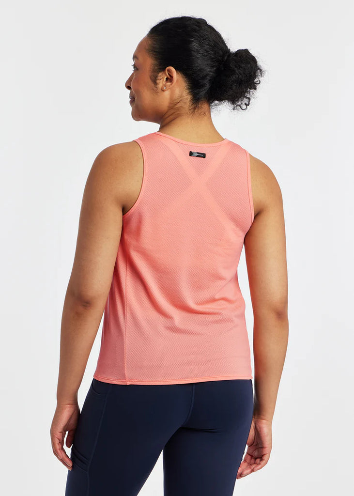 Women's Oiselle Flyout Trail Tank. Pink. Rear view.