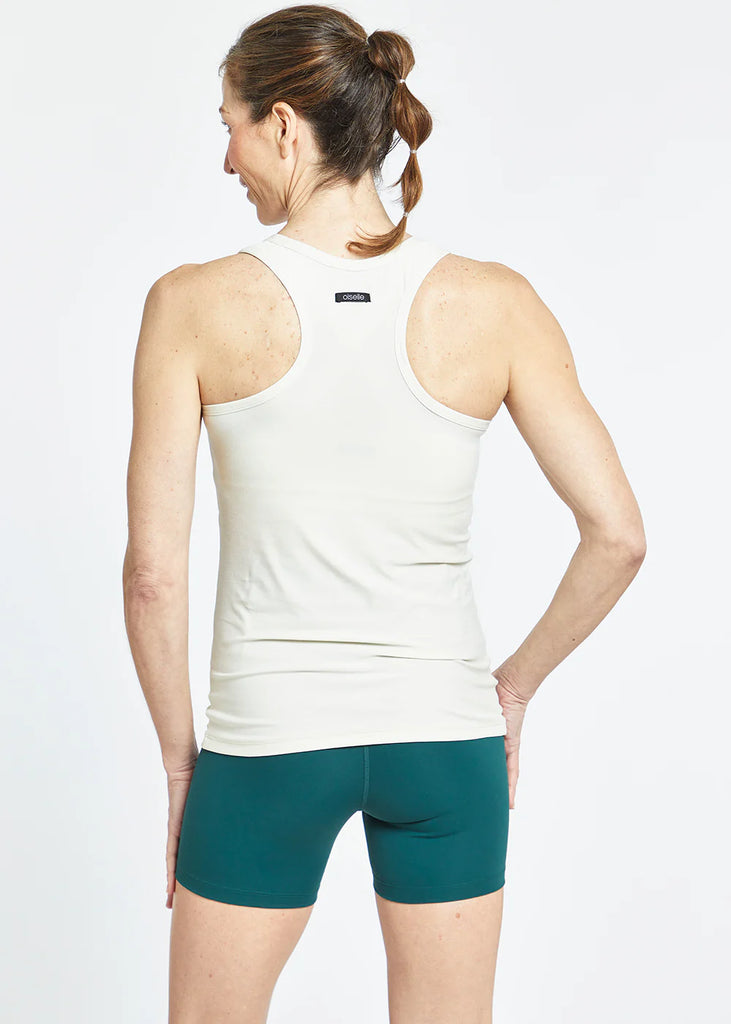 Women's Oiselle Light Lux Long Tank. White. Front view.