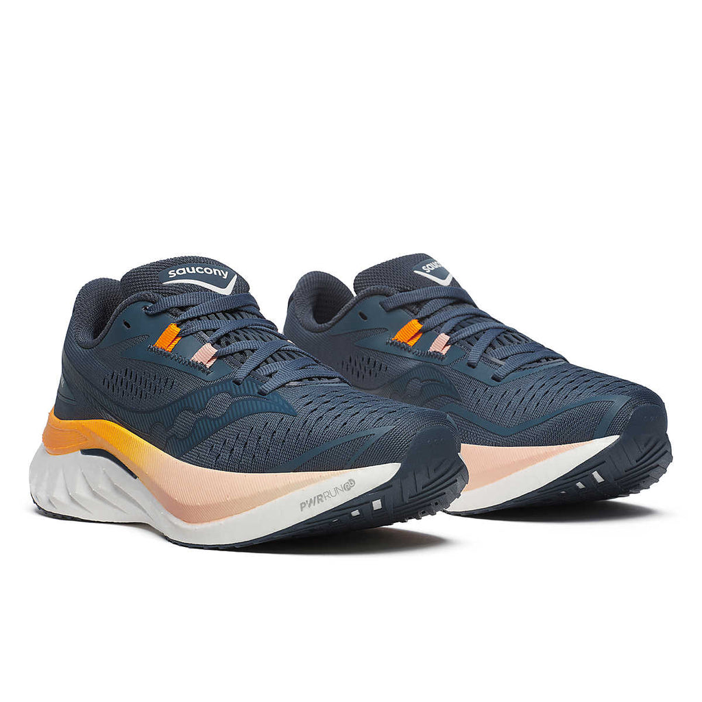 Women's Saucony Endorphin Speed 4. Dark grey upper. White midsole. Lateral view.