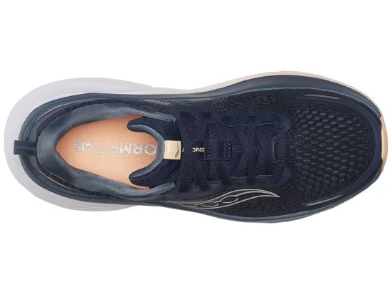 Women's Saucony Guide 18. Navy upper. White midsole. Top view.