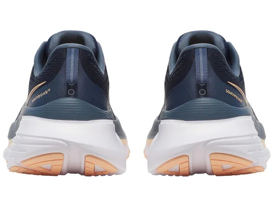 Women's Saucony Guide 18. Navy upper. White midsole. Rear view.