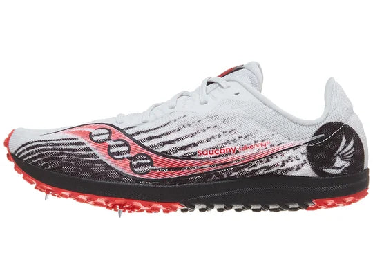 Women's Saucony Kilkenny XC9. White upper. Black midsole. Lateral view.