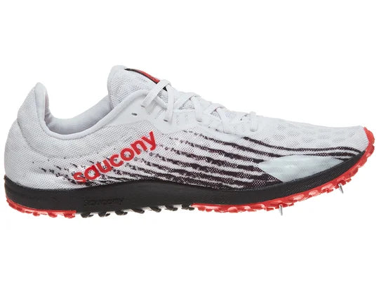 Women's Saucony Kilkenny XC9. White upper. Black midsole. Medial view.