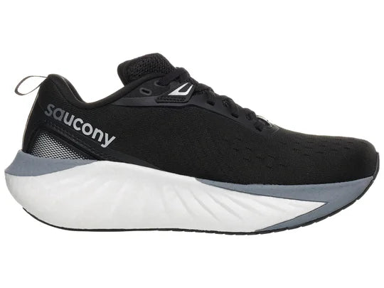 Women's Saucony Triumph 22. Black upper. White midsole. Medial view.