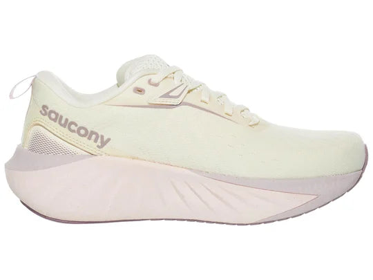 Women's Saucony Triumph 22. Off White upper. White midsole. Medial view.