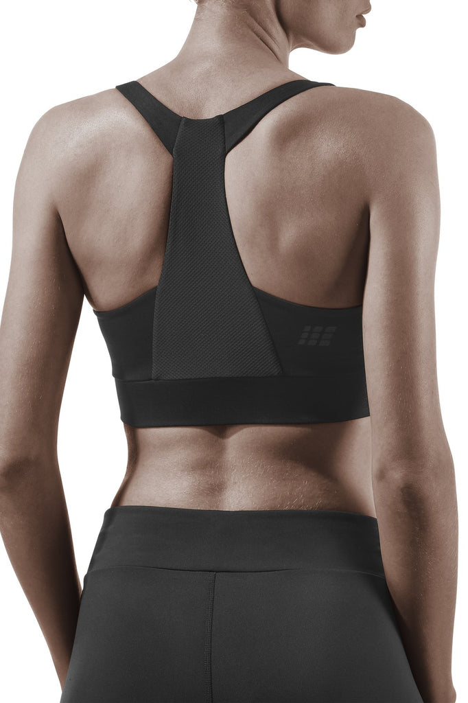 Women's CEP Sports Bra. Black. Rear view.