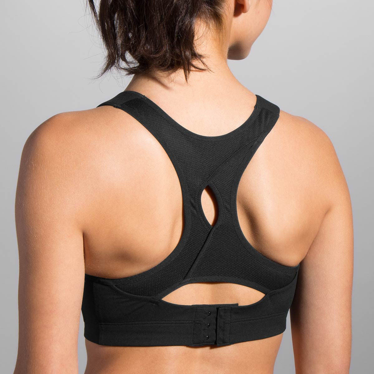 Motionwear small strappy back black gray sports bra full coverage