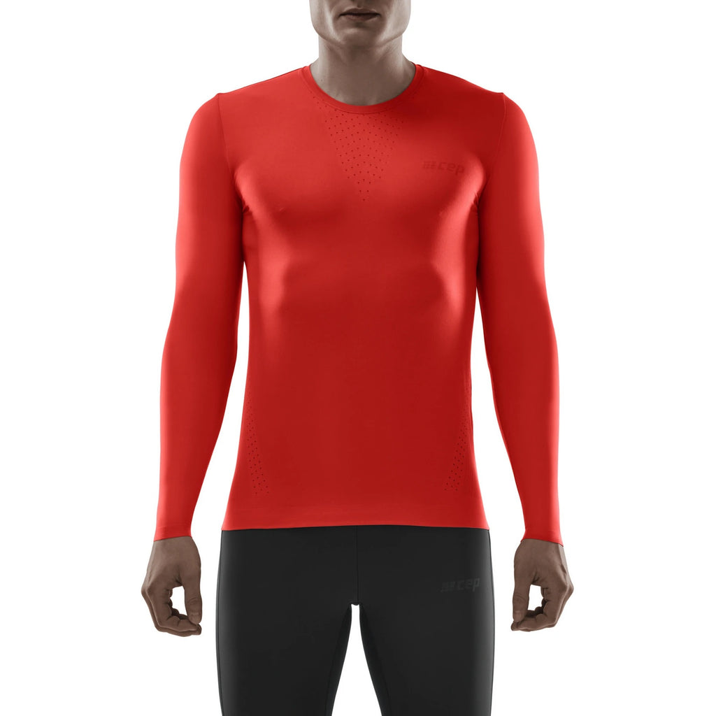 Men's CEP Ultralight Long Sleeve Shirt. Red. Front view.