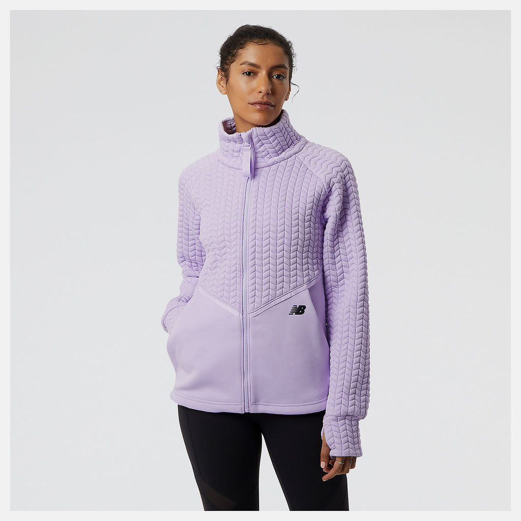 Women's New Balance Heatloft Jacket. Light purple. Front view.