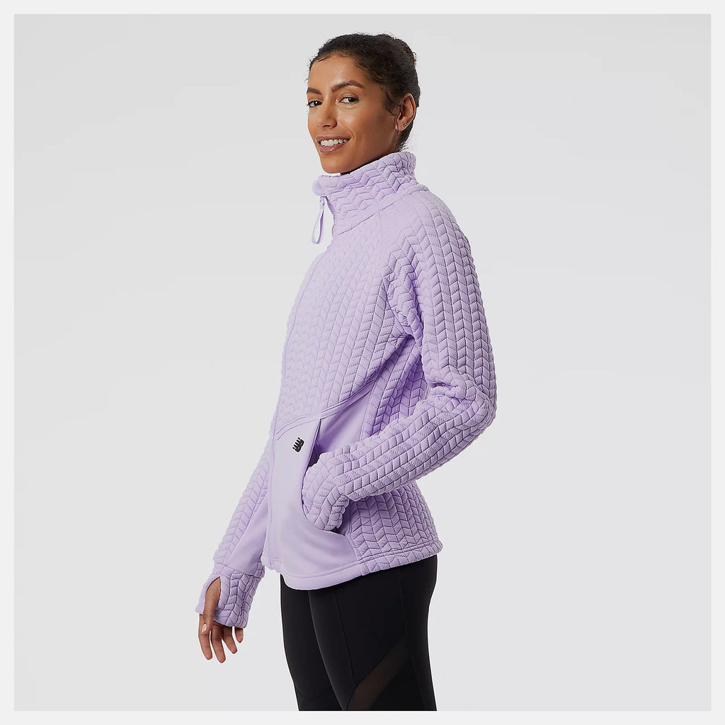 Women's New Balance Heatloft Jacket. Light purple. Lateral view.