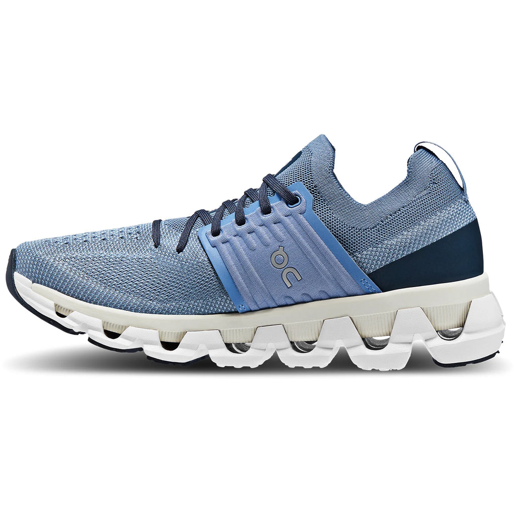 Women's On Cloudswift 3. Blue upper. White midsole. Medial view.