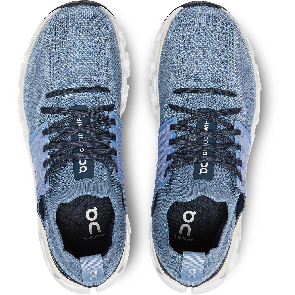 Women's On Cloudswift 3. Blue upper. White midsole. Top view.